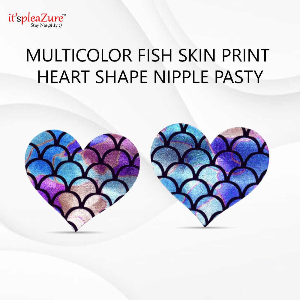 Multicolor Fish Skin Print Heart Shape Nipple Pasty by Itspleazure
