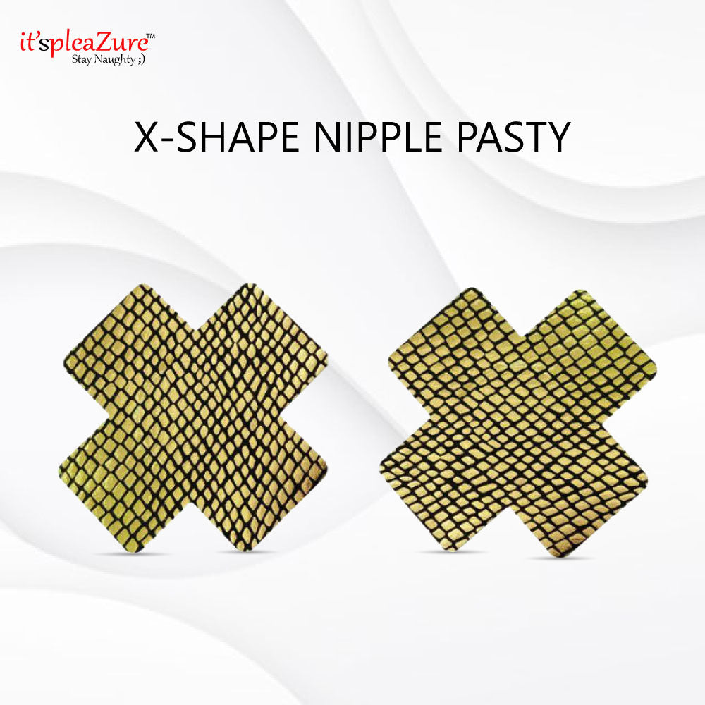 Itspleazure Golden Snake skin X shape nipple Cover