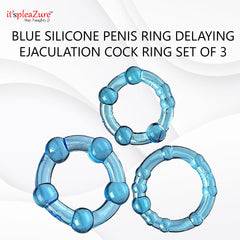 Blue Silicone Penis Ring Delaying Ejaculation Cock Ring Set of 3 at Itspleazure