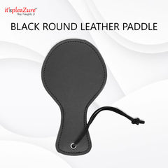 Black Round faux Leather Sex Paddle at Itspleazure