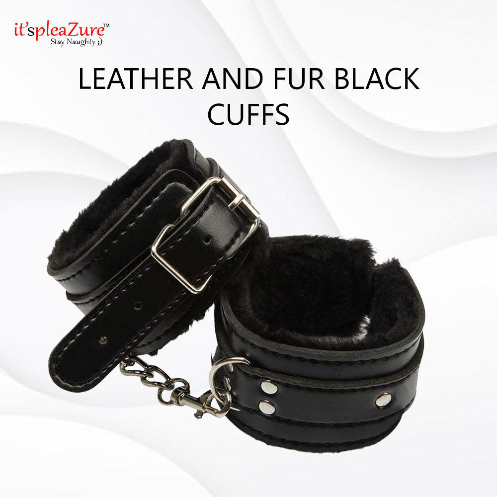 Black Hand Cuffs with Fur at Itspleazure