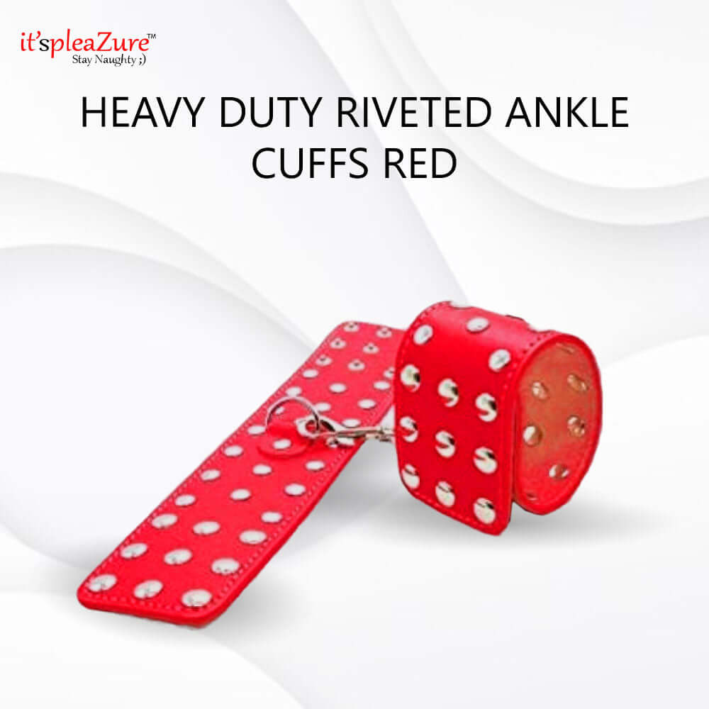 Heavy Duty Riveted Red Ankle Cuffs from Itspleazure