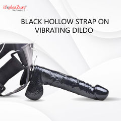 it'spleaZure Black Hollow Strap-On Vibrating Dildo - Realistic TPE silicone for couples' play