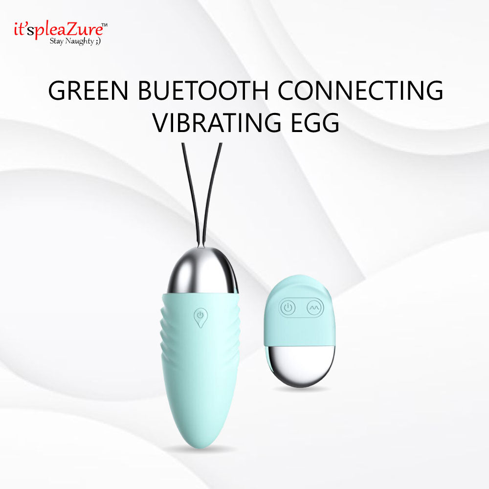 Green Bluetooth egg vibrator by it'spleaZure with wireless remote