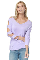 ItspleaZure Ruched Detail Cut Outs V Neck Top for at itspleaZure