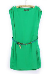 Green sleeveless chiffon Dress for Women suitable for summers at itspleaZure