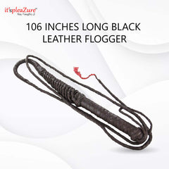 It'spleaZure 106-Inch Black Leather Flogger - Extra-Long BDSM Whip