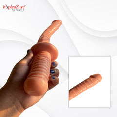 Hand holding 18-inch giant realistic dildo - size comparison