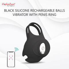 it'spleaZure black vibrating penis ring with rechargeable balls - dual stimulation