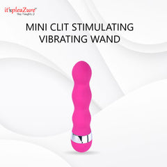 Mini Clit Stimulating Vibrating Wand in pink with chrome base