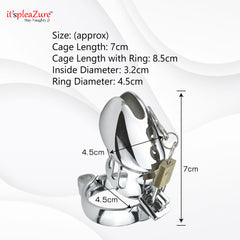 Metal Chastity Cage Sizing – 7cm Length, 3.2cm Inner Diameter – Perfect Fit Guaranteed