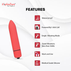 Orange bullet vibe features - quiet vibrations & medical silicone