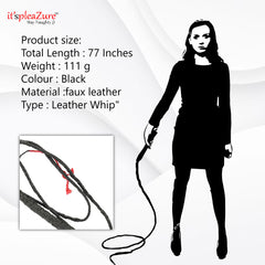 Close-Up of 77 Inch Faux Leather Whip - Perfect for Sensory and Impact Play