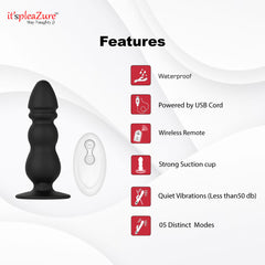Anal plug features: 5 modes, suction cup, waterproof, USB powered
