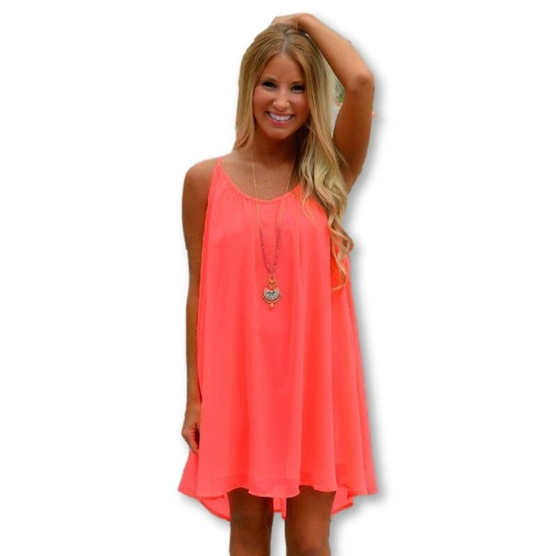 ItspleaZure Orange Summer Beach Dress Fashion Beach Cover Up Halterneck for at itspleaZure