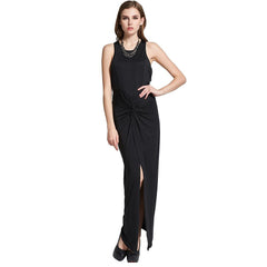 ItspleaZure Sleeveless front spit back zipper straight party Maxi Dresses for at itspleaZure