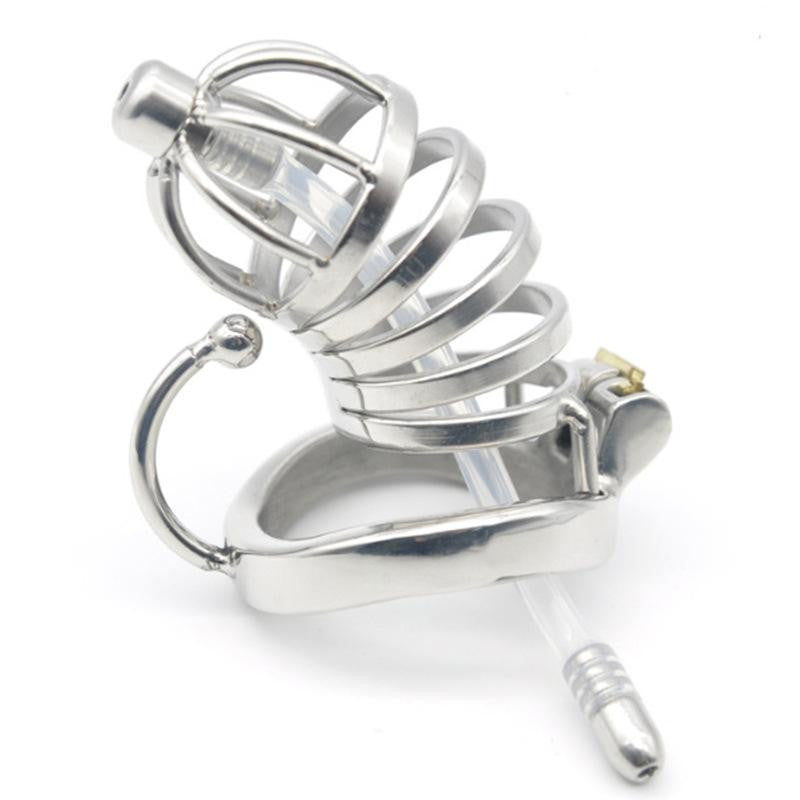 Men's Stainless Steel with Catheter Curved Chasing Lock at itspleaZure