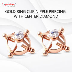 Buy Gold Diamond Nipple Ring - No-pierce crystal-adorned jewelry