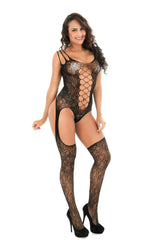 ItspleaZure Women's Fishnet Body Stockings & Free Thong (Freesize_Q2MBS039_ARBT) for at itspleaZure