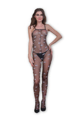 ItspleaZure Women's hollow printed body stockings & Free Thong (Freesize_Q2MBS121_ARBT) for at itspleaZure