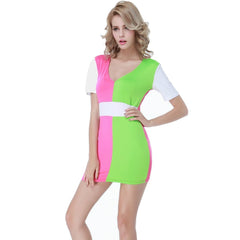 Green Pink Two-tone Mini Dress for Women at itspleaZure
