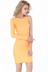 One Sleeve Bold Bandage Orange Dress for Women at itspleaZure