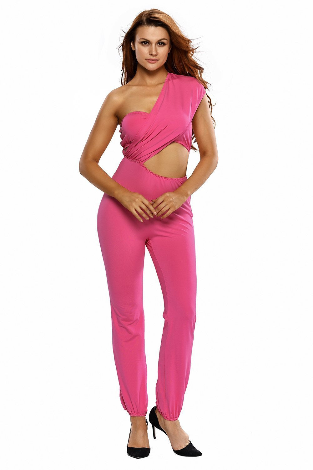 Bright Pink One-shoulder Jumpsuit for Women at itspleaZure