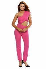 Bright Pink One-shoulder Jumpsuit for Women at itspleaZure