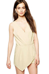 ItspleaZure Woman's Cream Wrap Detail Playsuit