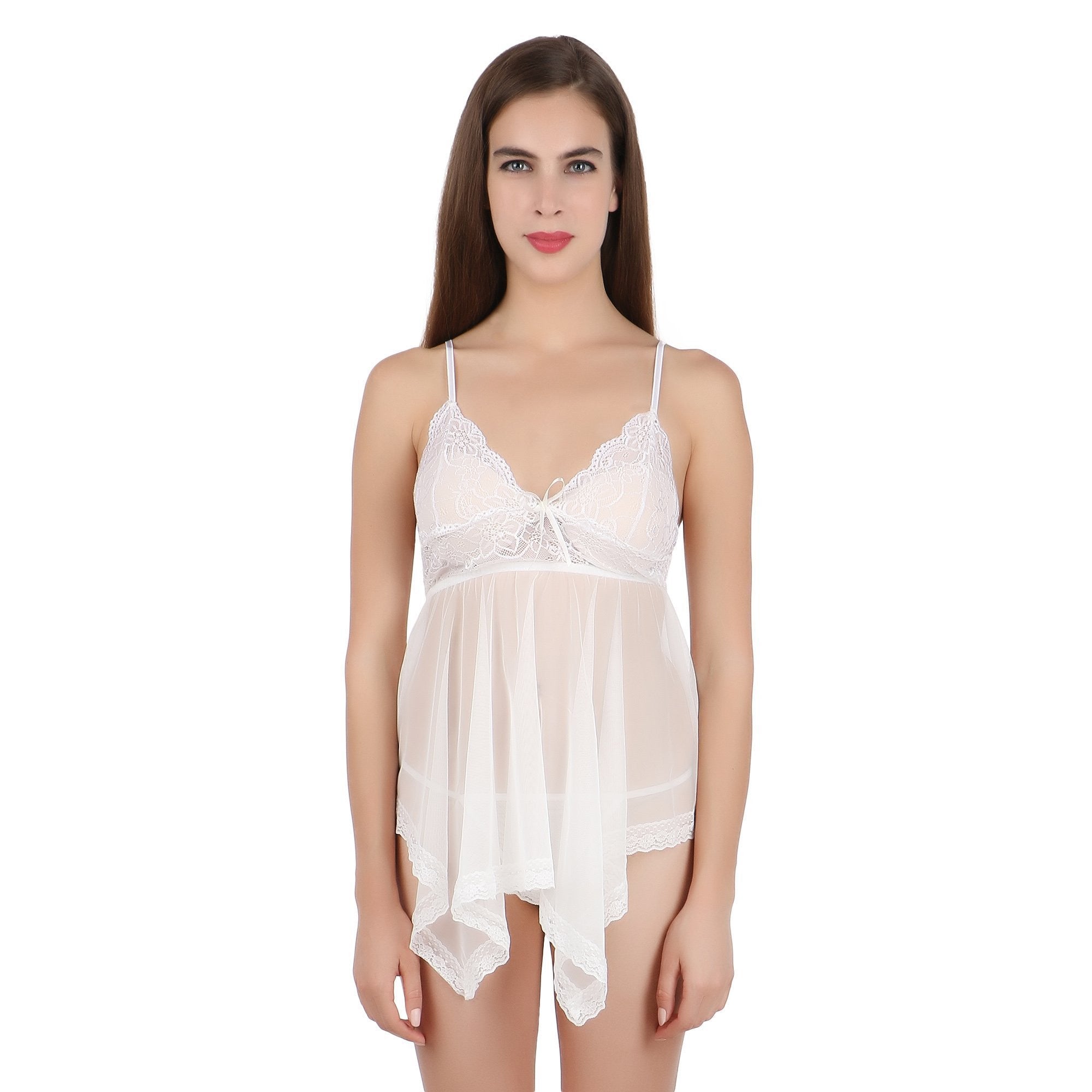 Itspleazure Women White Sexy Nightwear Babydoll for at itspleaZure