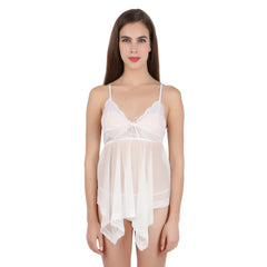 Itspleazure Women White Sexy Nightwear Babydoll for at itspleaZure
