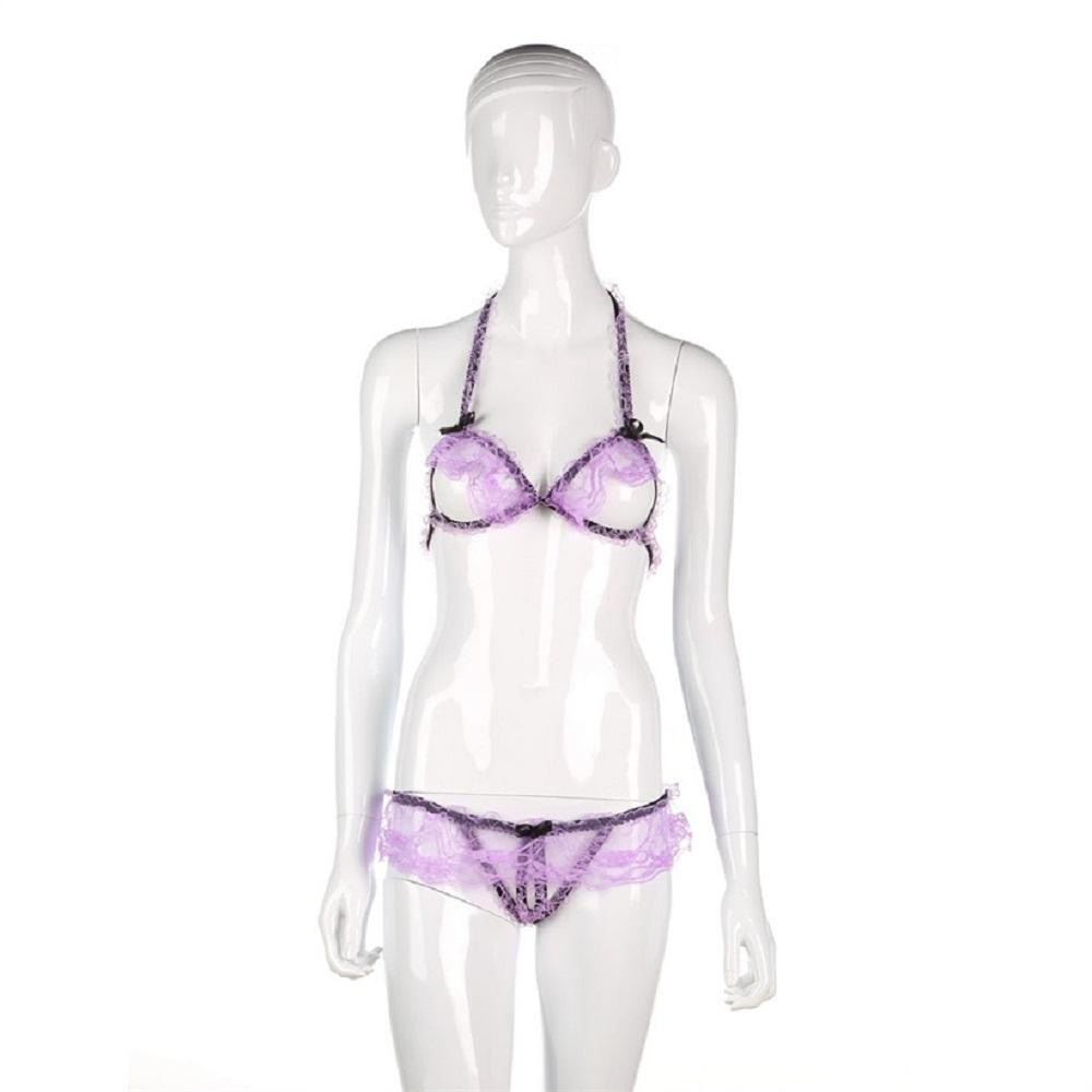 ItspleaZure Women's Floral Lace Bra Lingerie and Mini Skirt Q2LCL007PP for at itspleaZure