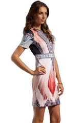 ItspleaZure Woman's Peach Ballerina Diamond Print Dress for at itspleaZure