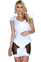 ItspleaZure Woman's White Cutout Mesh Backless Club Dress for at itspleaZure