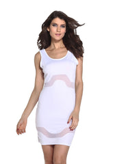 ItspleaZure Woman's White Mesh Cutouts Bodycon Dress for at itspleaZure