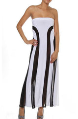 ItspleaZure Woman's White Strapless Mesh Insert Convertible Maxi Dress for at itspleaZure