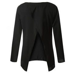Black Open Back Middle Sleeve Summer Top for Women at itspleaZure