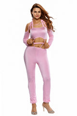 ItspleaZure Purple Neck Tie Cut-out Jumpsuit