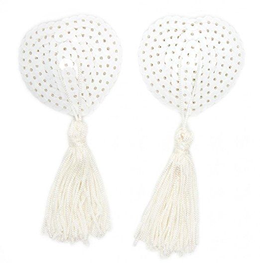ItspleaZure Sweetheart Sequin Pasties With Tassel-White for at itspleaZure