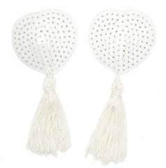 ItspleaZure Sweetheart Sequin Pasties With Tassel-White for at itspleaZure
