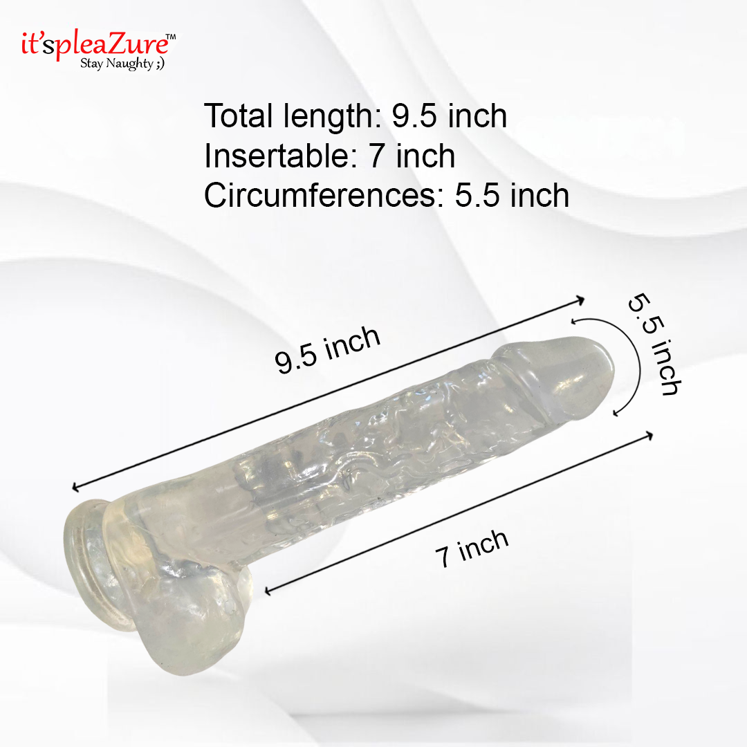 Itspleazure Big Dildo Silicone Suction Dildo Base for Women-Transperent