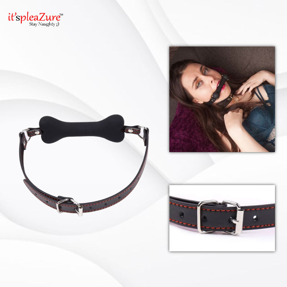 Black bone gag for Kinky sex night on Itspleazure 