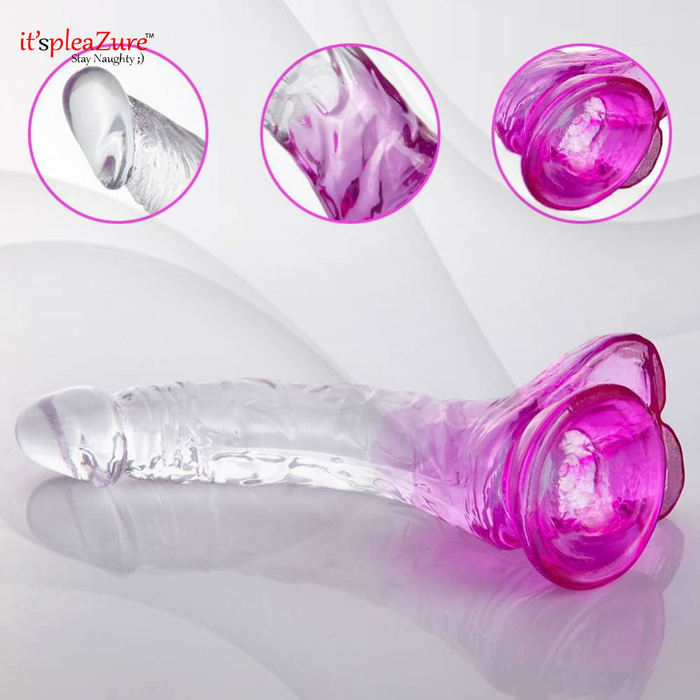 Pink crystal suction dildo on Itspleazure