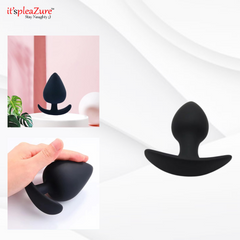 Black Silicone Anal Plug with Flared Base