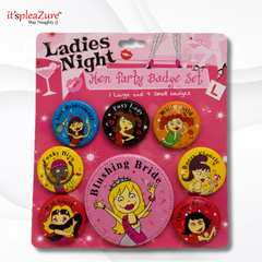 ItspleaZure's L Size Ladies Night Badge Set | 8-Piece Bridal Party Badges
