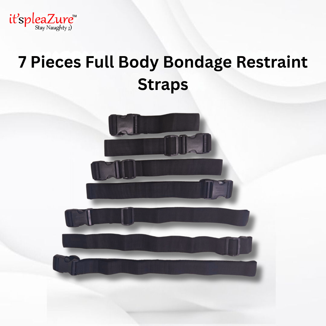 ItspleaZure 7 Pieces Full Body Bondage Restraint Straps - Black
