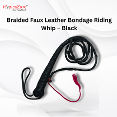 ItspleaZure Braided Faux Leather Bondage Riding Whip – Black