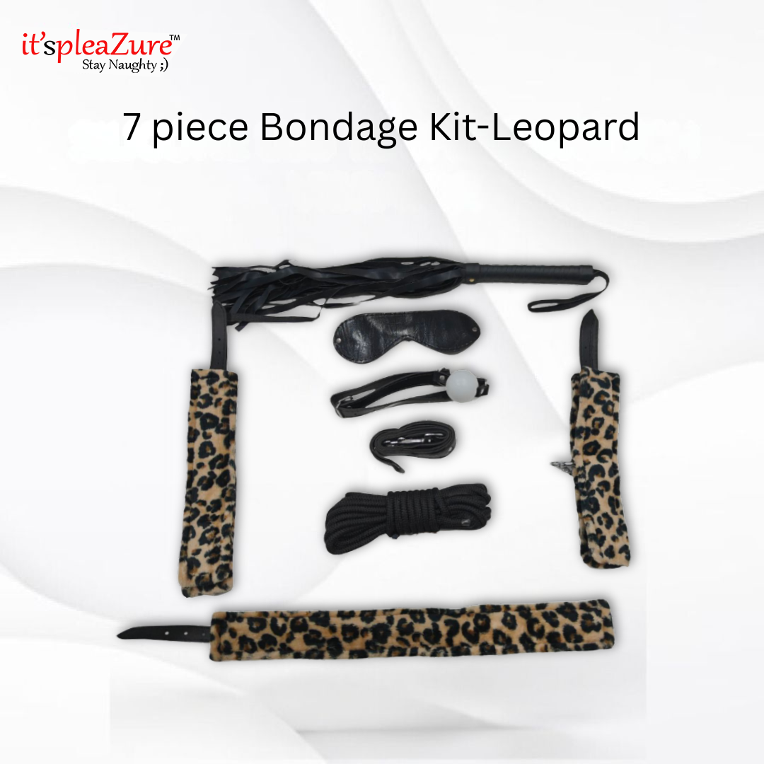 Itspleazure Black 7 piece Bondage Kit-Multicolor
