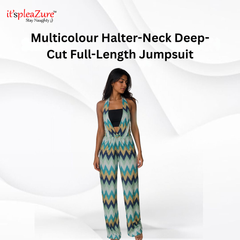 ItspleaZure's Multicolour Printed Halter-Neck Wide-Leg Jumpsuit