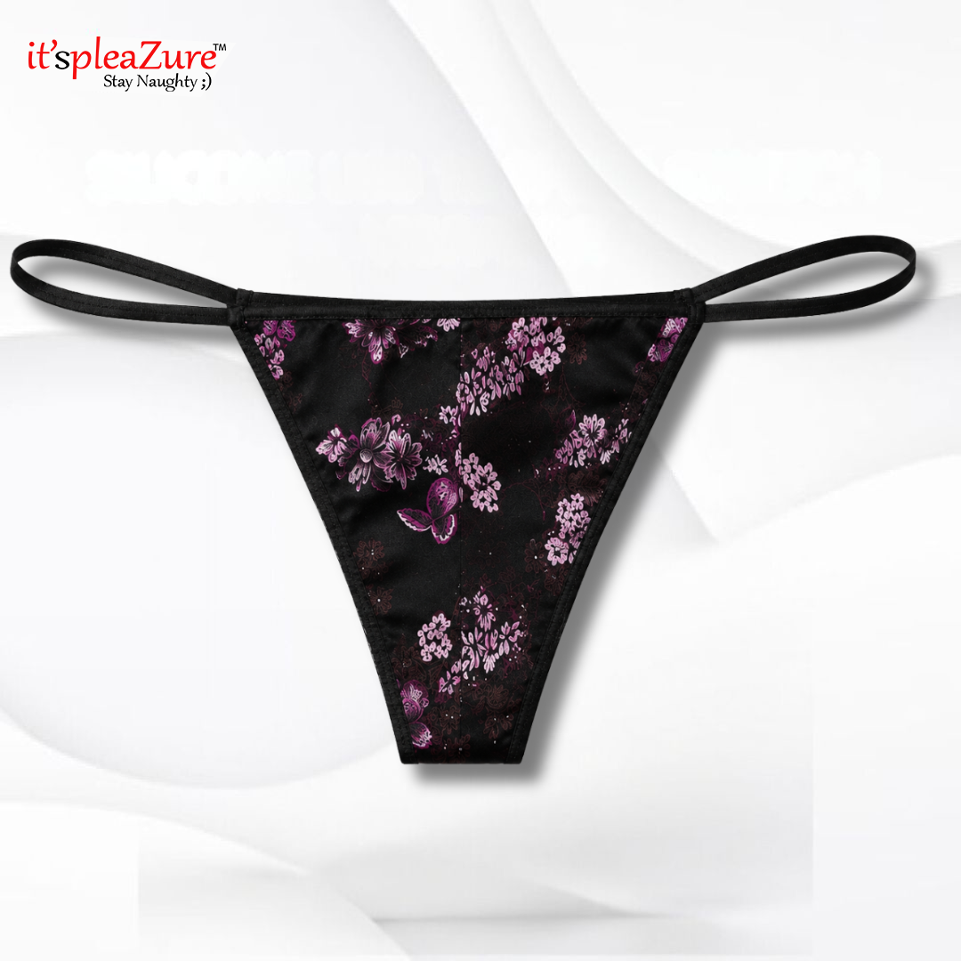 ItspleaZure's Black Floral Lace-Up Corset & Thong Lingerie Set - Size S